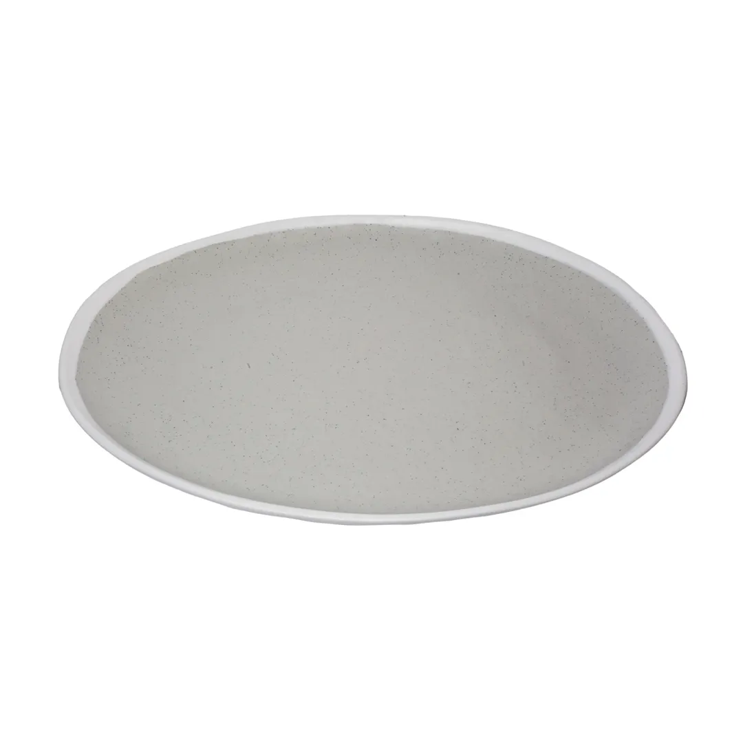 GET P-183-DVG Platter, 18"L x 13"W Oval, Break-Resistant Melamine, Dove Gray with White Trim