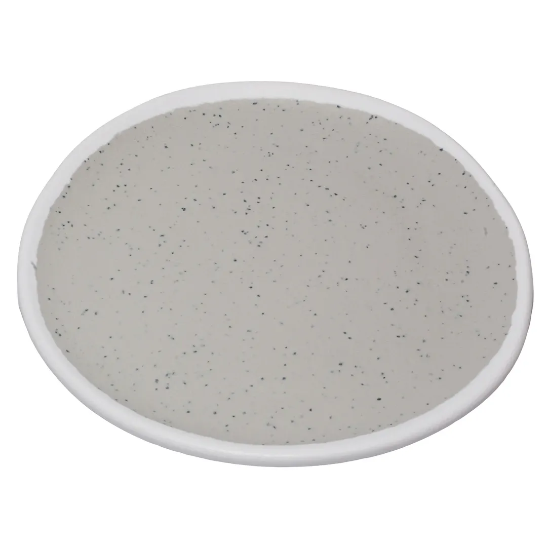 GET P-75-DVG - 7½" Round Melamine Plate, Dove Gray with White Trim, BPA‑Free - 1 Dozen