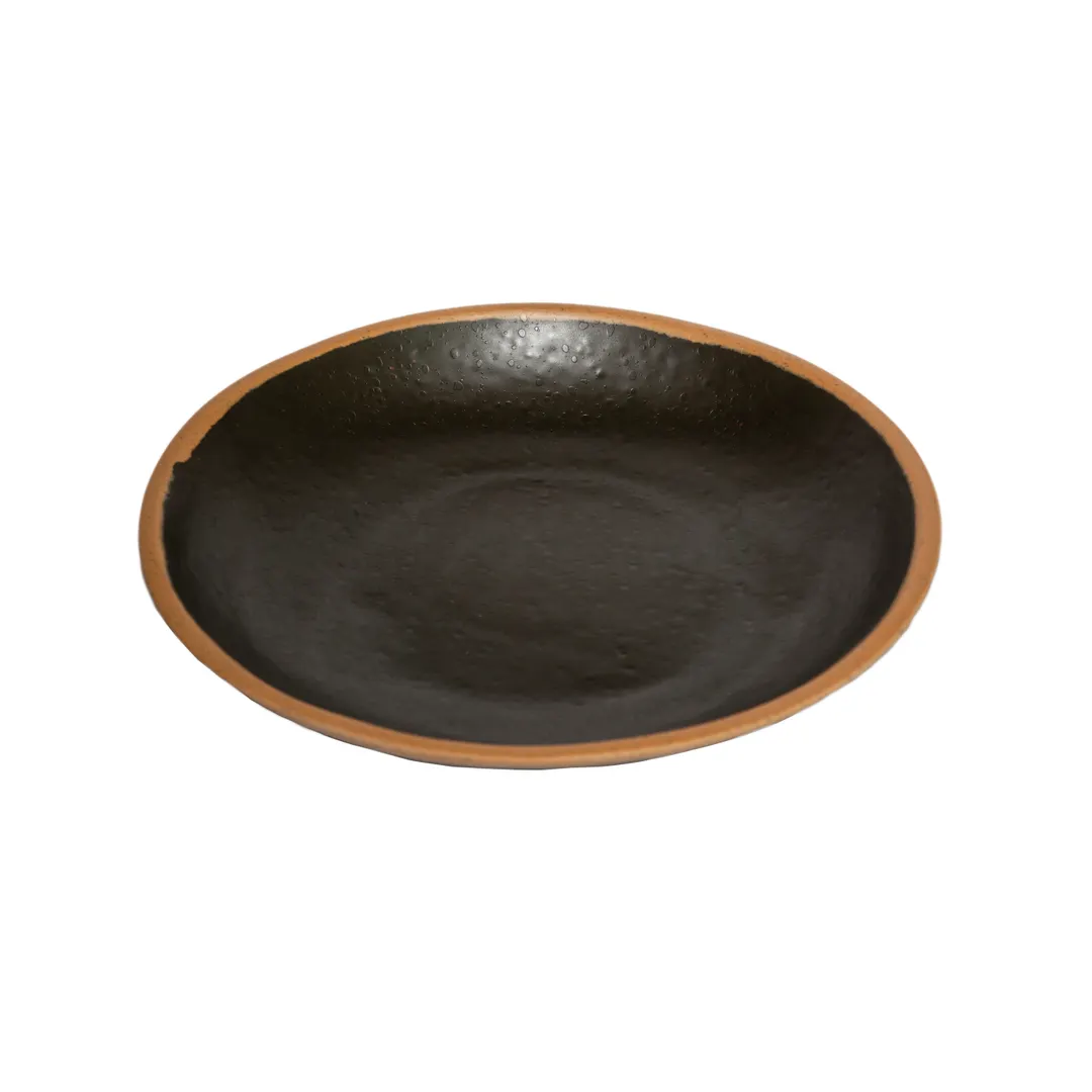 GET P-83-BR Pottery Market Plate – 8-3/10" Dia Round Coupe, Melamine Brown, NSF, BPA‑Free - Dozen
