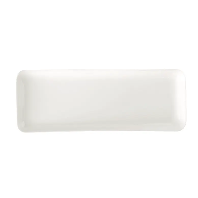 GET PA1101497712 Rectangular Porcelain Tray 14-1/6" x 5-1/2" White Microwave Safe 380°F - 1 Dozen