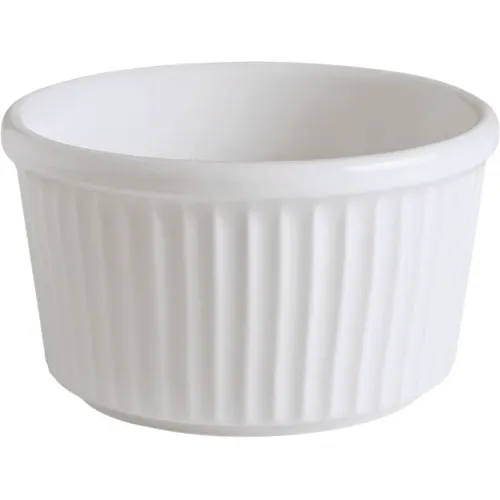 GET PA1101707224 Ramekin – 3.4 oz, 3" Dia., Small Round, Ribbed, Porcelain, Bright White – 1 Dozen