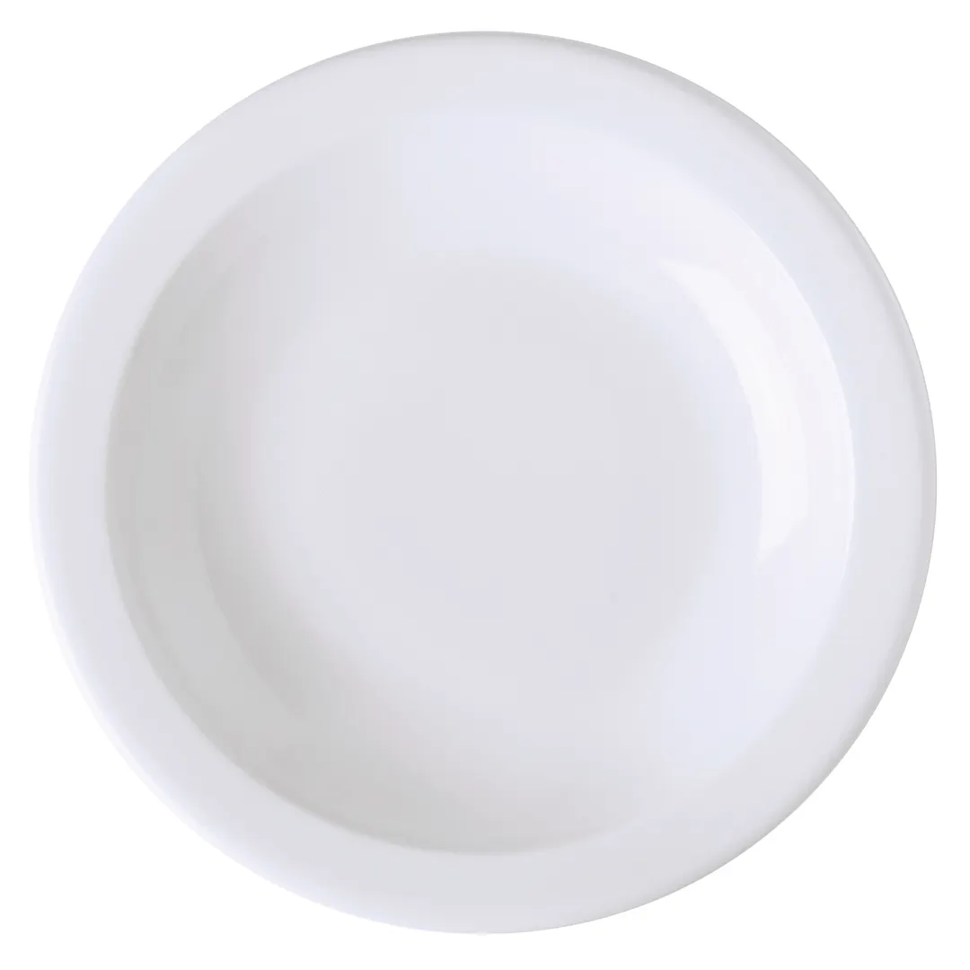 GET PA1101812024 - 8" White Porcelain Plate, Narrow Rim/Rolled Edge, Oven Safe 380°F - Dozen