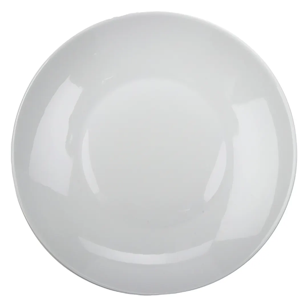GET PA1101823112 Plate, 9-1/4" Dia x 1-15/16" H, Round Deep Rolled Edge Porcelain White - 1 Dozen