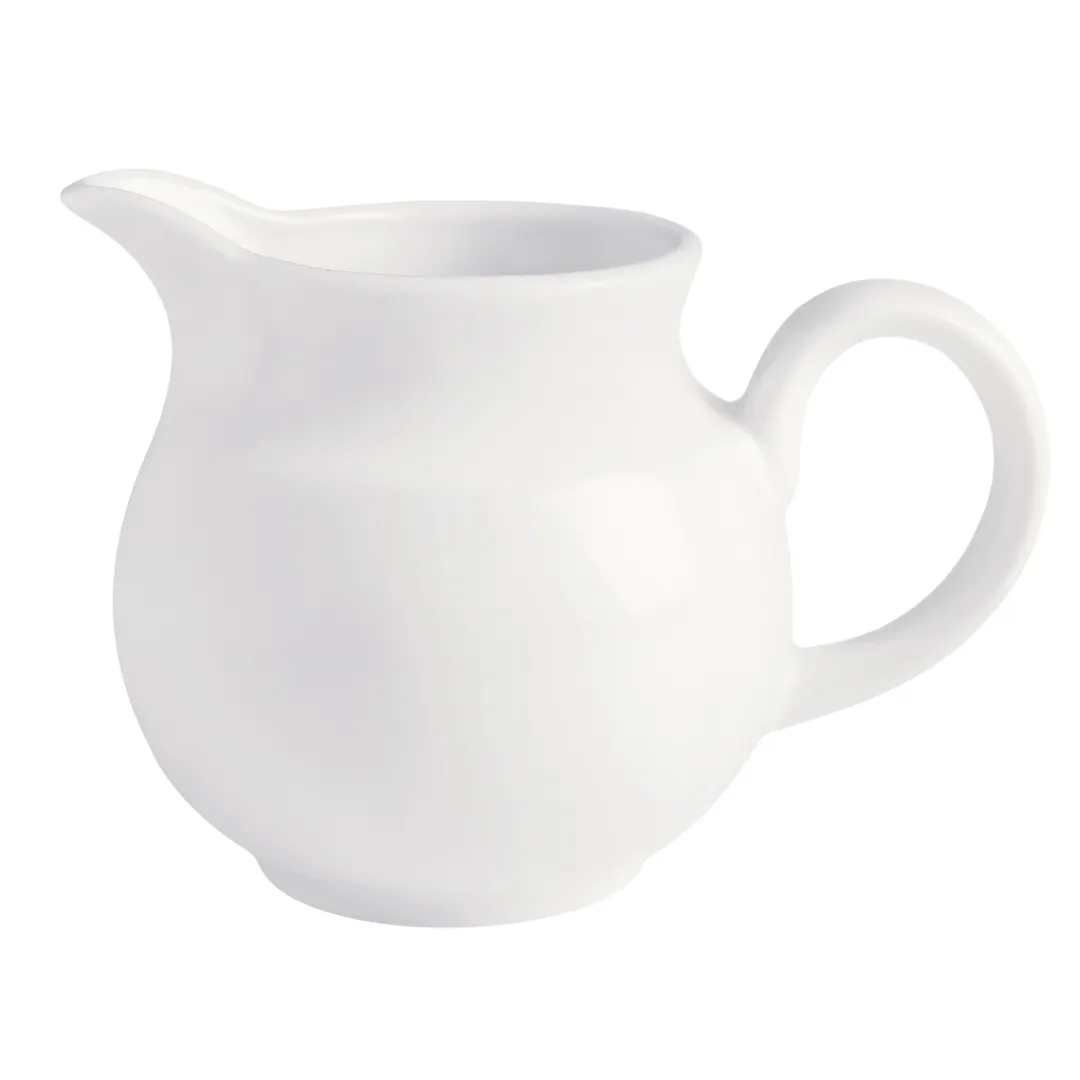 GET PA1101908512 Creamer Pitcher, 8.8 Oz Porcelain White, Rolled Edge, Oven Safe 380°F - Dozen