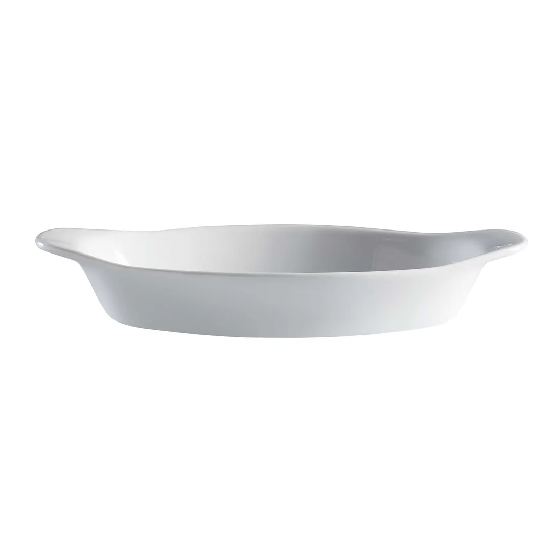 GET PA1101909712 Au Gratin Dish, Oval 9" x 4", 9-4/5 oz Porcelain White, Rolled Edge - Dozen