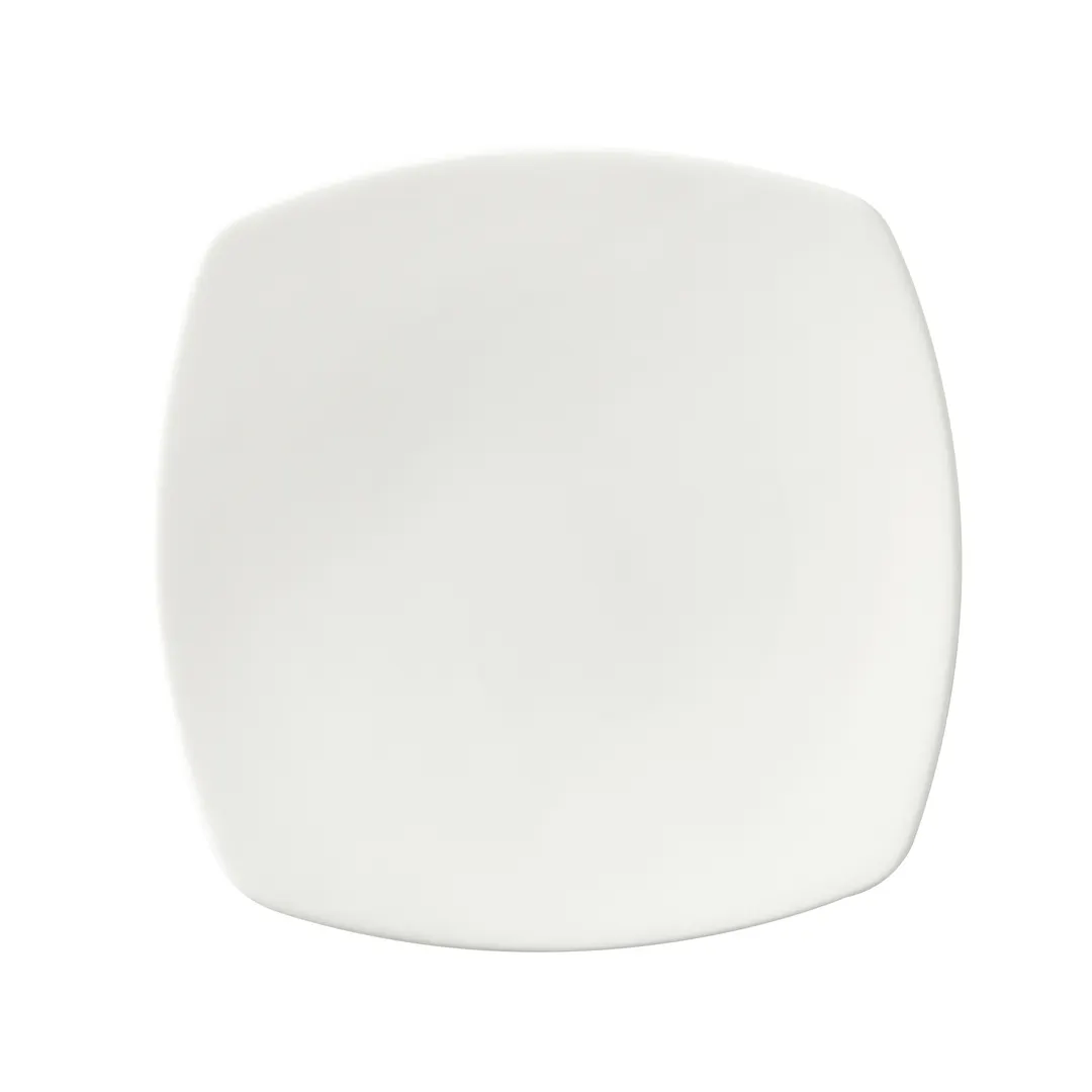 GET PA1101912424 Square Porcelain Plate 9-1/2" White, Rolled Edge Microwave Safe to 380°F – 1 Dozen
