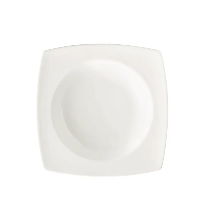 GET PA1101913624 - 9" Square Soup Bowl, 15.2 Oz White Porcelain, Edge, Microwave - Dozen