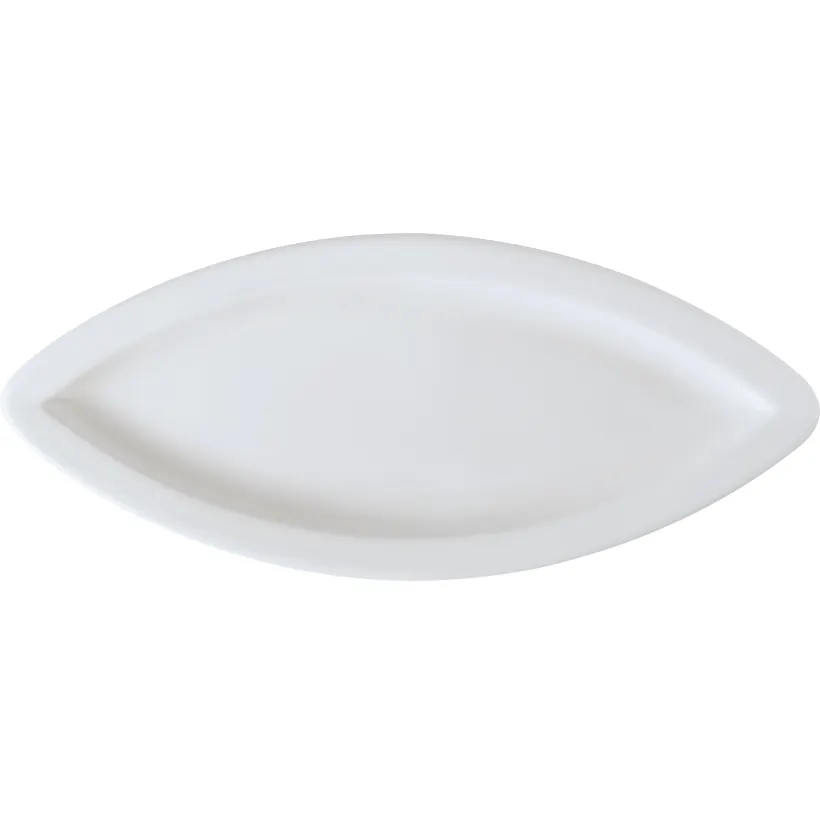 GET PA1101927712 Platter, 14-1/4" X 6" Cat's Eye Oval Porcelain, Bright White, Rolled Edge - Dozen