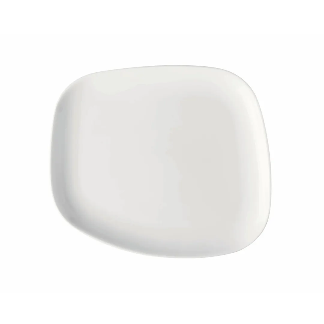 GET PA1101929424 Asym Plate 8" x 7" Scratch/Rolled Edge Microwave/Dish 380°F White Porcelain - Dozen
