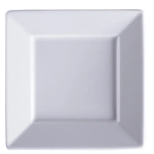 GET PA1101972024 9" Square Porcelain Plate, Rolled Edge, Scratch-Res, White Microwave Safe - 1 Dozen
