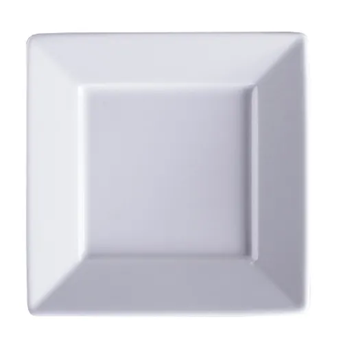 GET PA1101972424 Square Porcelain Plate, 10-5/8" Bright White Corona Zen, Rolled Edge - Dozen