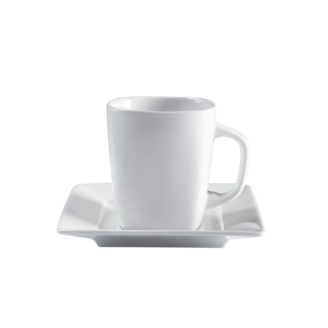 GET PA1101974324 Cup 8 Oz 4" White Corona-Zen Porcelain Microwave/Dish Safe 380°F NonStack - 1 Dozen