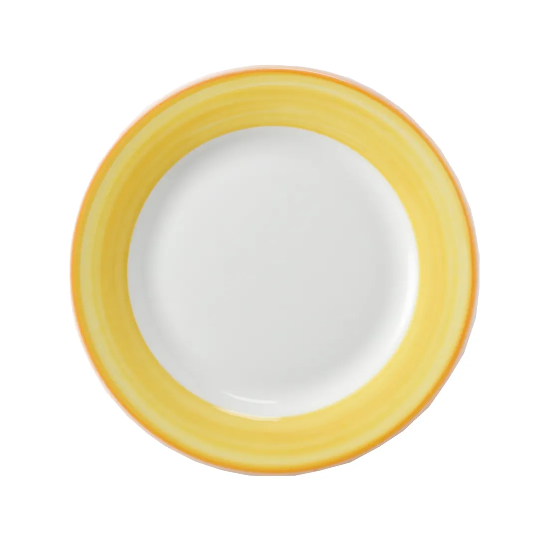 GET PA1600902024 - 8" Round Porcelain Plate, Rolled Edge Orange, Scratch‑Res, MW/Oven Safe - Dozen