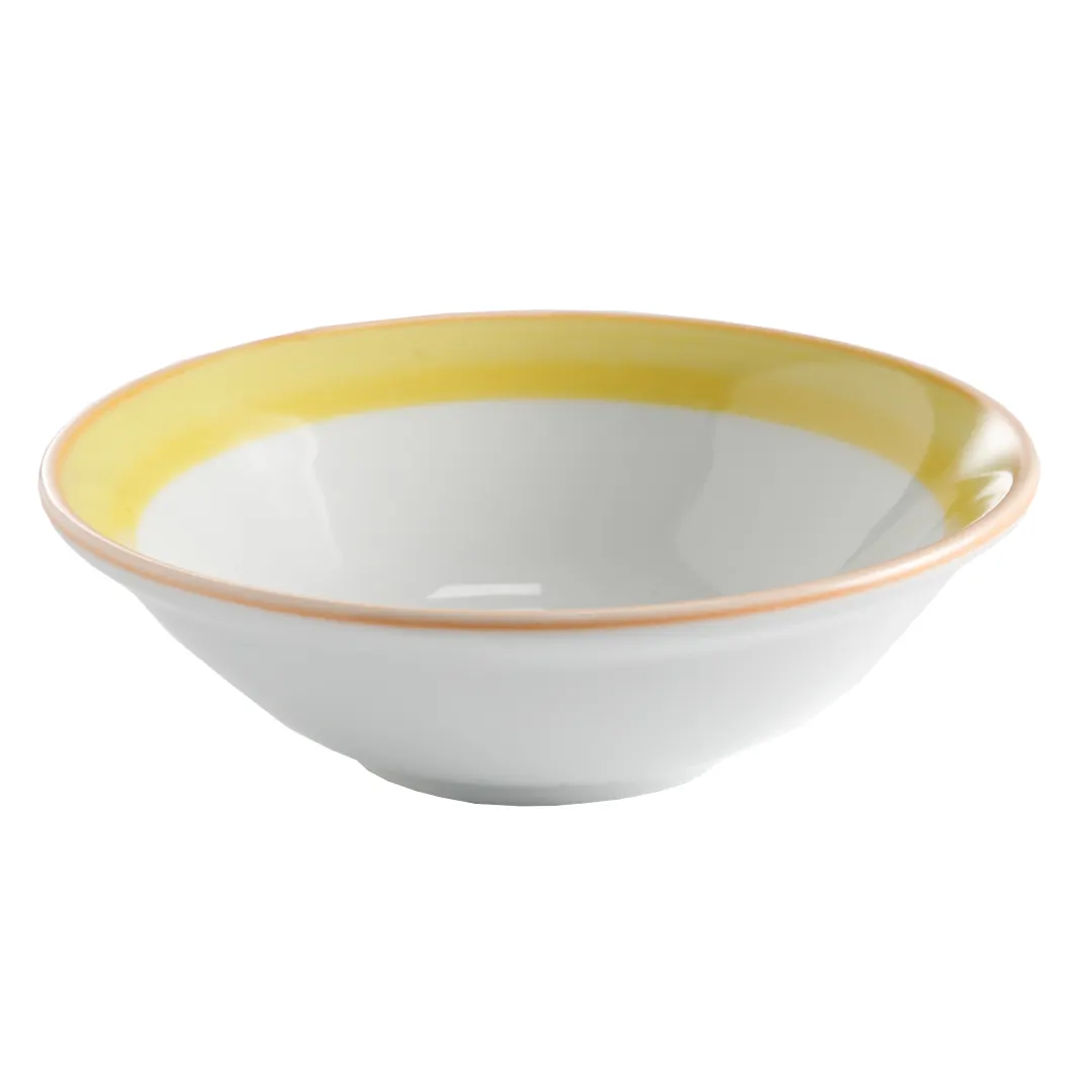 GET PA1600903224 7" Porcelain Bowl 15 Oz Orange Edge Scratch-Resist Microwave/Dishwasher - 1 Dozen