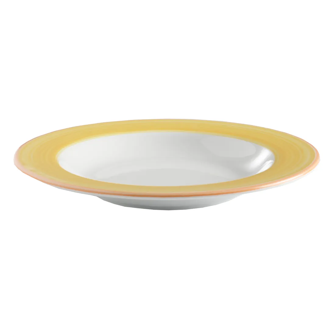 GET PA1600903912 Pasta Bowl, 12" , Porcelain, Orange Edge, Corona, Calypso, Yellow- 1 Dozen