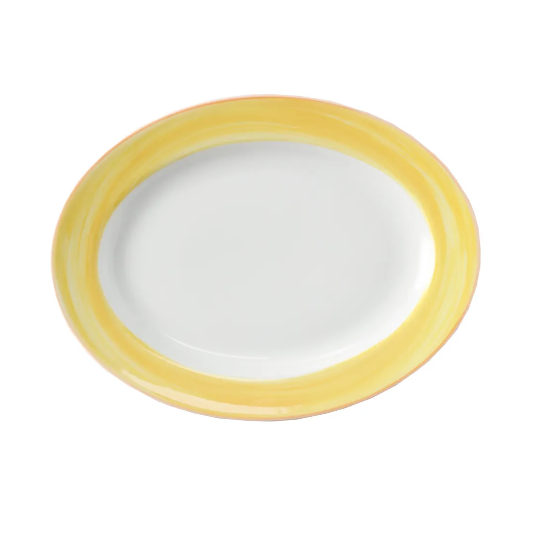 GET PA1600907612 Oval Porcelain Platter, 10" x 7-1/2", Rolled Rimmed Edge, Orange - 1 Dozen