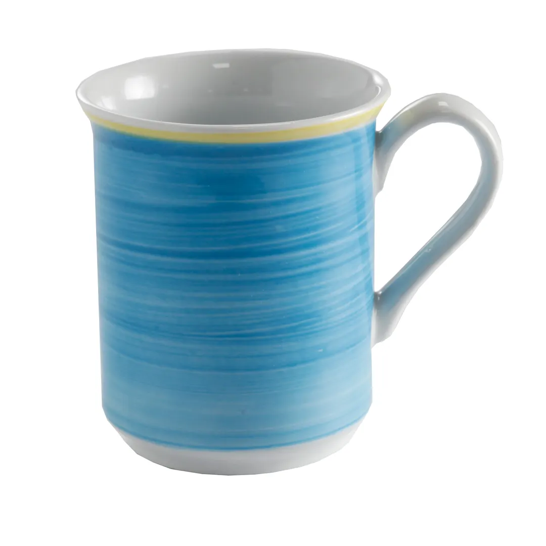 GET PA1601606124 11 oz (5" Dia) Porc Mug, Scr-Res, Mic/DW, Oven 380, Yel Edge-Cor/Cal/Blue - 1 Dozen