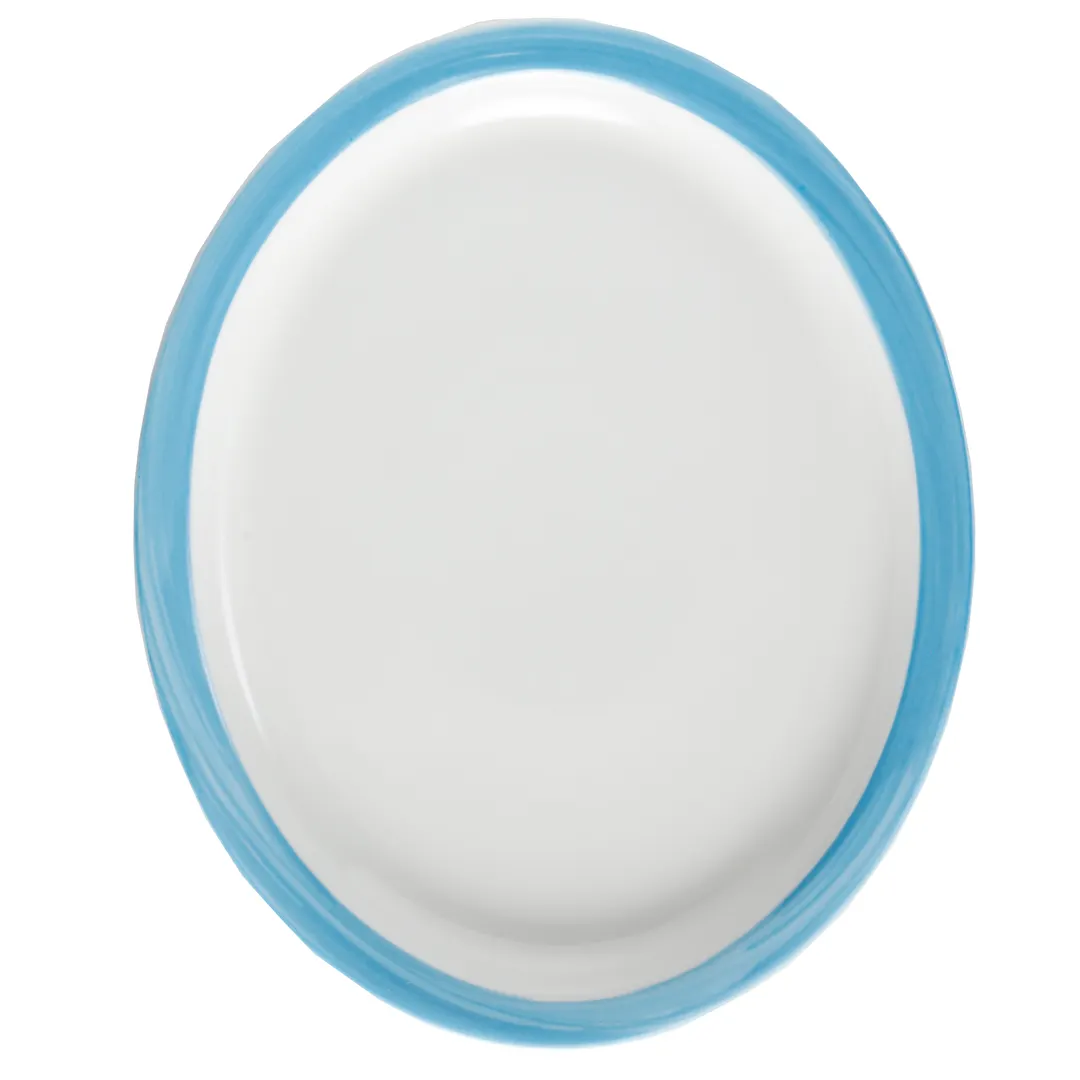 GET PA1601807812 Porcelain Platter 13" x 11" Rolled Edge, Calypso Blue, Oven Safe 380°F - 1 Dozen