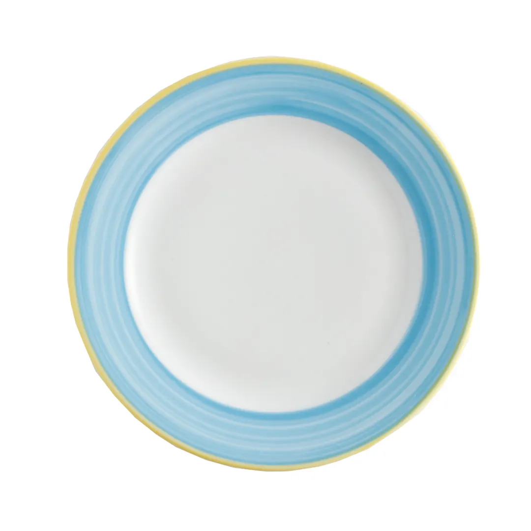 GET PA1601902524 10" Porcelain Plate, Rolled Yellow Edge, Scratch‑Resistant, Oven Safe 380°F– Dozen