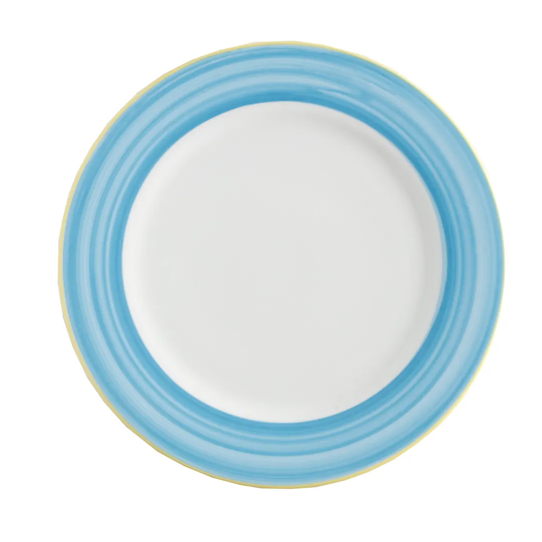 GET PA1601902912 12-1/4" Porcelain Plate, Yellow Edge Scratch Resistant Microwave Safe 380°F-1 Dozen