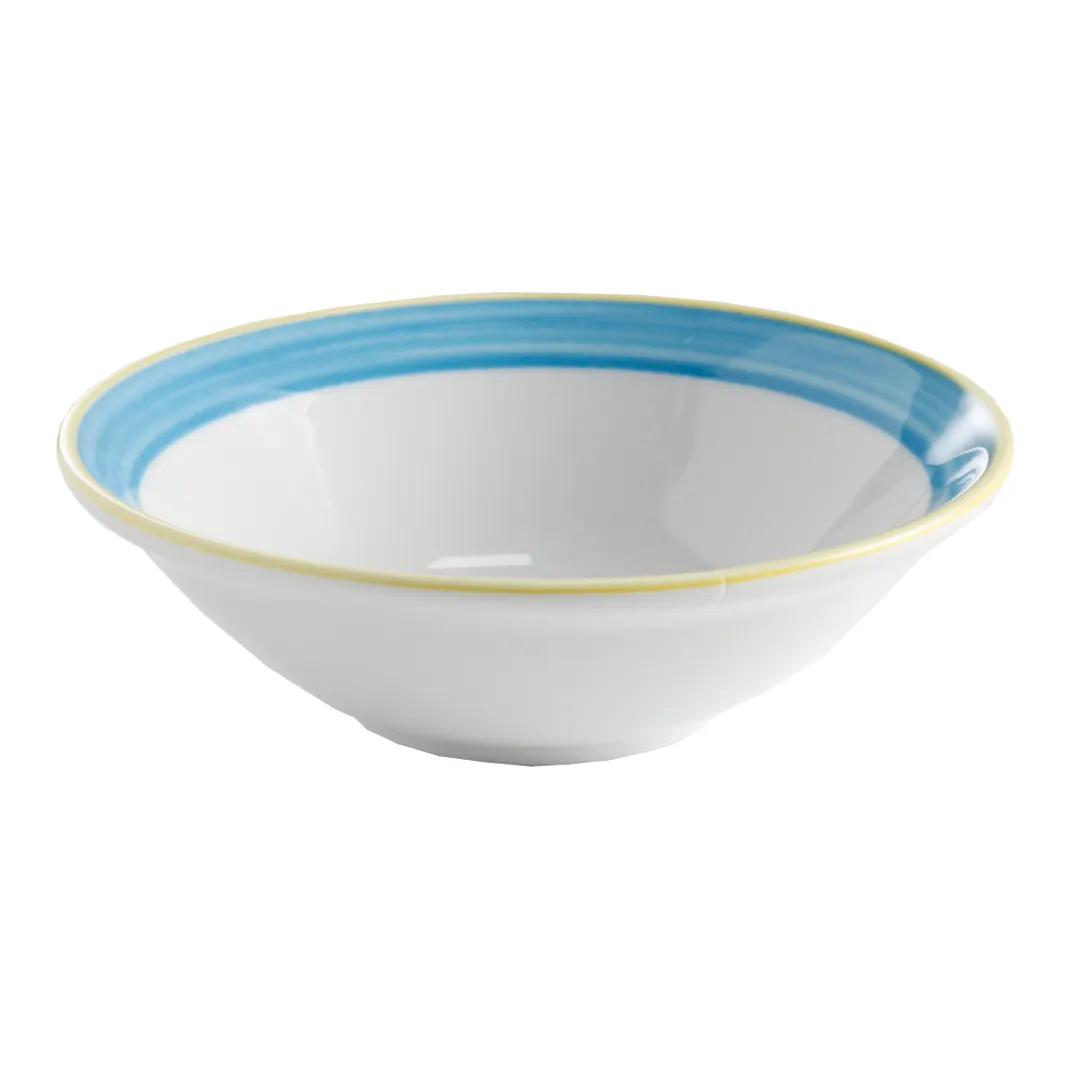 GET PA1601903224 Porc. Bowl 7" 15.5 Oz Yellow Edge/Corona/Calypso/Blue Round G.Use Scratch - Dozen