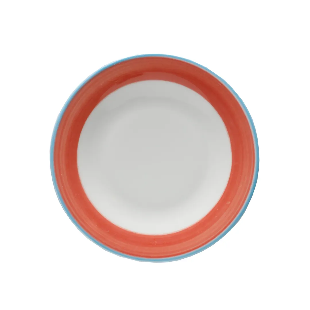 GET PA1602901424 6-1/2" Porcelain Plate Round Rolled Blue Edge Microwave/Oven Safe 380°F - 1 Dozen