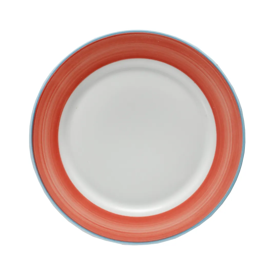 GET PA1602902724 10-5/8" Porcelain Plate, Rolled Blue Edge, Scratch/Chip Oven Safe to 380°F– 1 Dozen