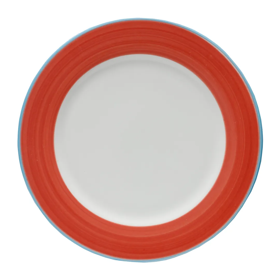 GET PA1602902912 Plate – 12.25" Round Porcelain Rolled Blue Edge Scratch/Chip, 380°F Safe – Dozen