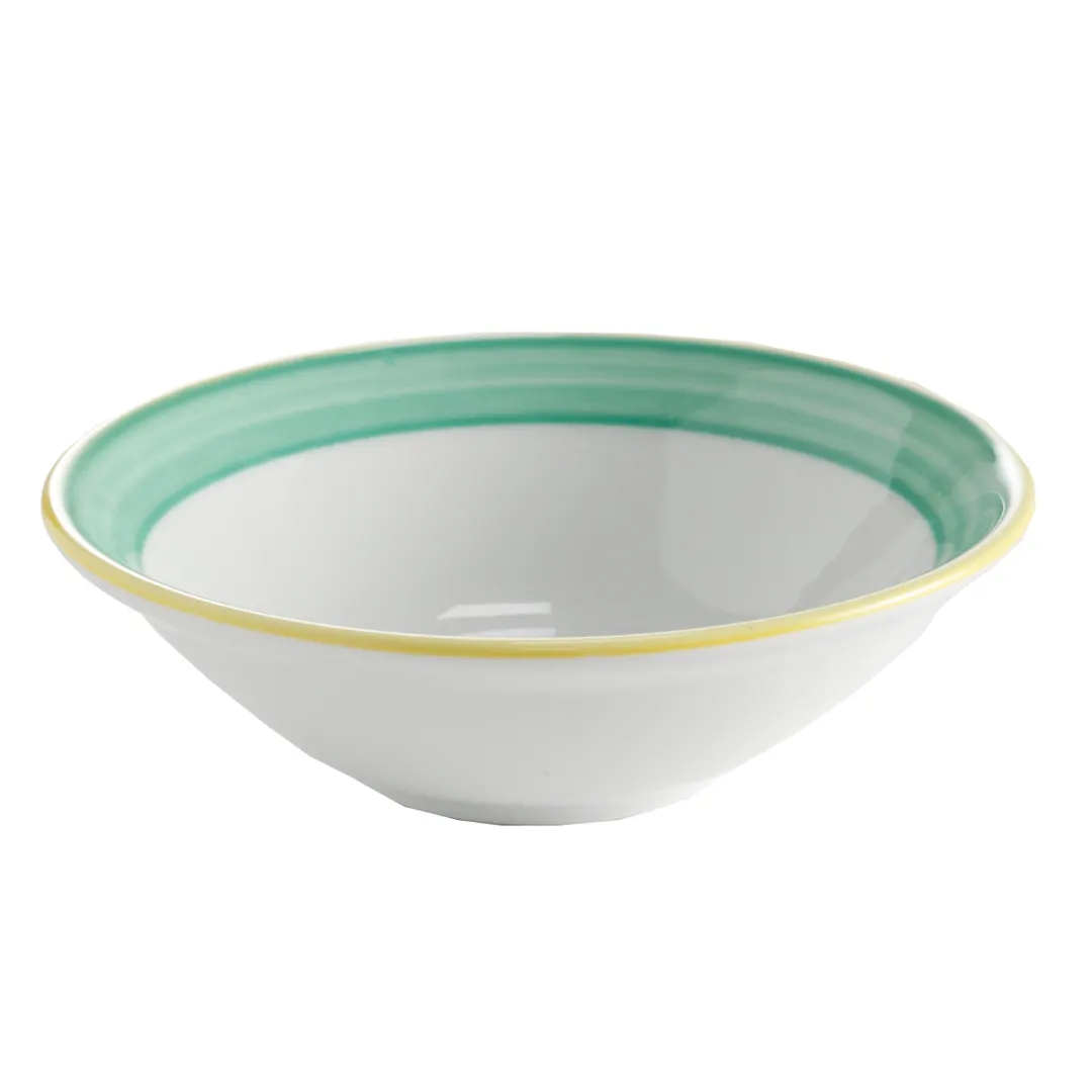 GET PA1603703724 Grapefruit Bowl 10 oz 6.5" Porcelain Yellow‑Edge Corona/Calypso/Green - Dozen