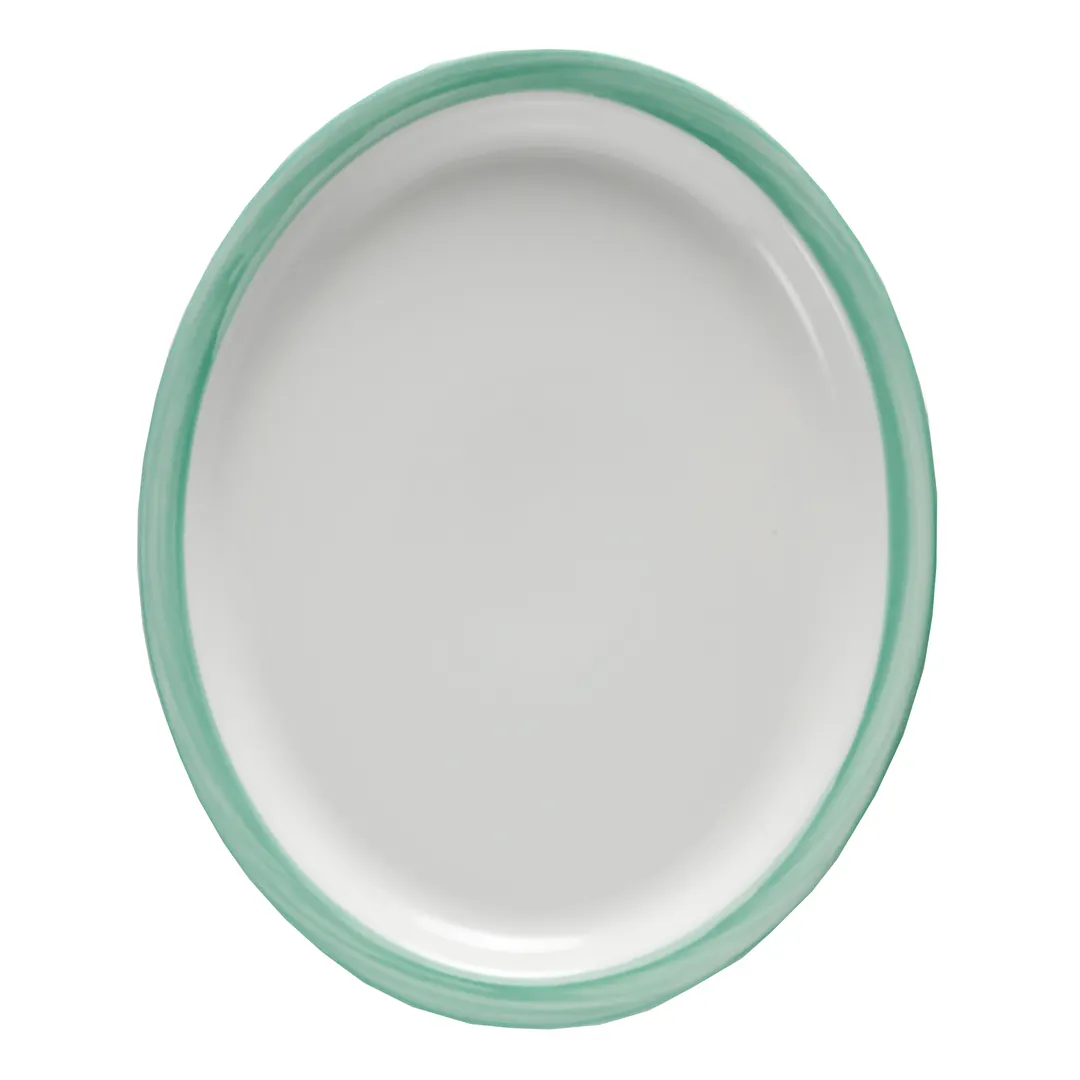 GET PA1603807812 Porcelain Platter 13" x 11", Rolled Edge, Yellow/Corona/Calypso/Green - 1 Dozen