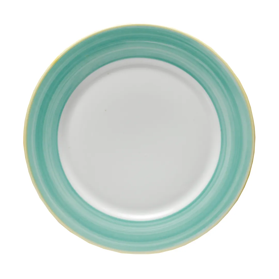 GET PA1603902724 10-5/8" Porcelain Plate, Yellow Rolled Edge, Resist, Mic/DW Safe 380°F - 1 Dozen