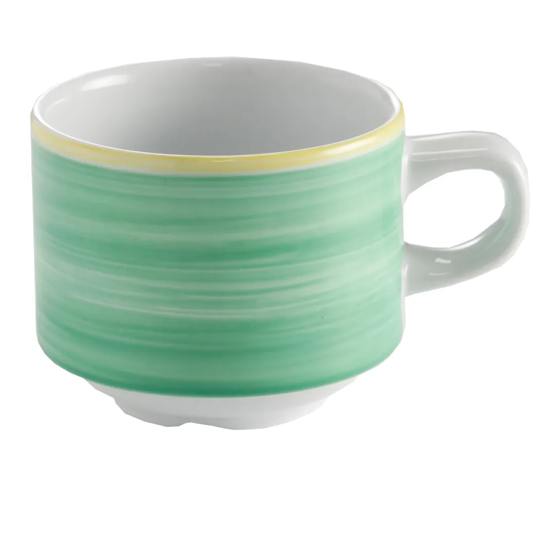 GET PA1603904024 Espresso Cup, 2.9 Oz., 3.75" Dia., Porcelain Yellow Edge, Oven Safe - 1 Dozen