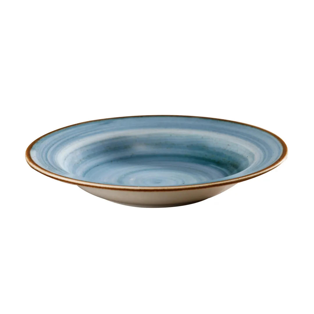 GET PA1604703624 Blue Porcelain Soup Bowl, 9" Dia, 9.7 Oz, Rolled Rim, Safe to 380°F - Dozen
