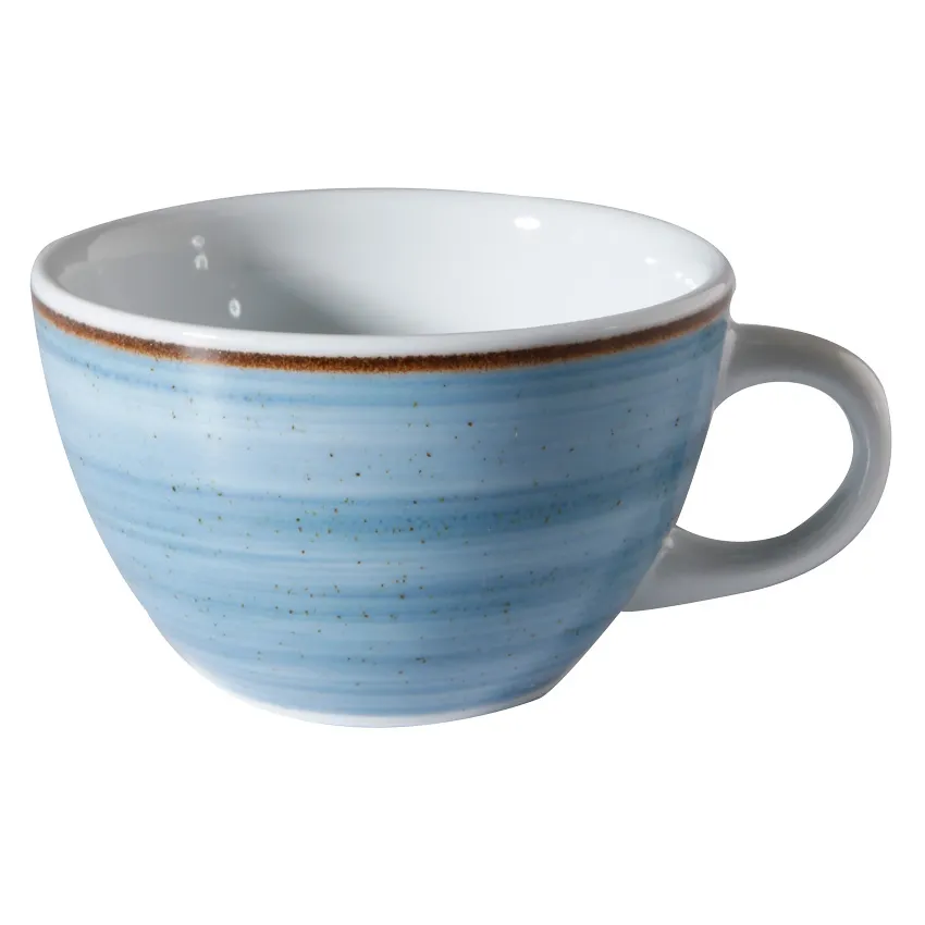 GET PA1604904224 Espresso Cup - 3.7 oz (4") Porcelain Blue Rolled Edge Handle to 380°F - 1 Dozen
