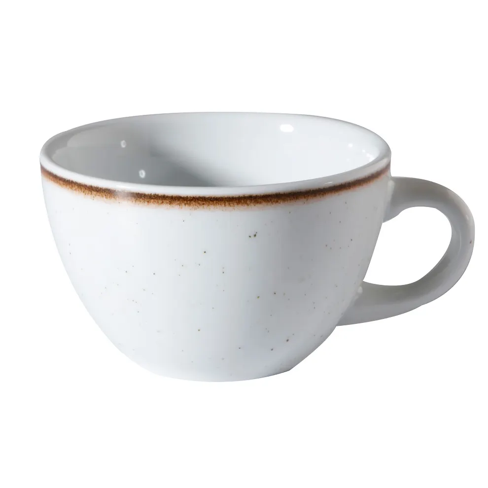 GET PA1605904424 Tea Cup 8.8 Oz 5" Beige Porcelain Edge Handle MW/Dish Oven Safe 380°F - Dozen