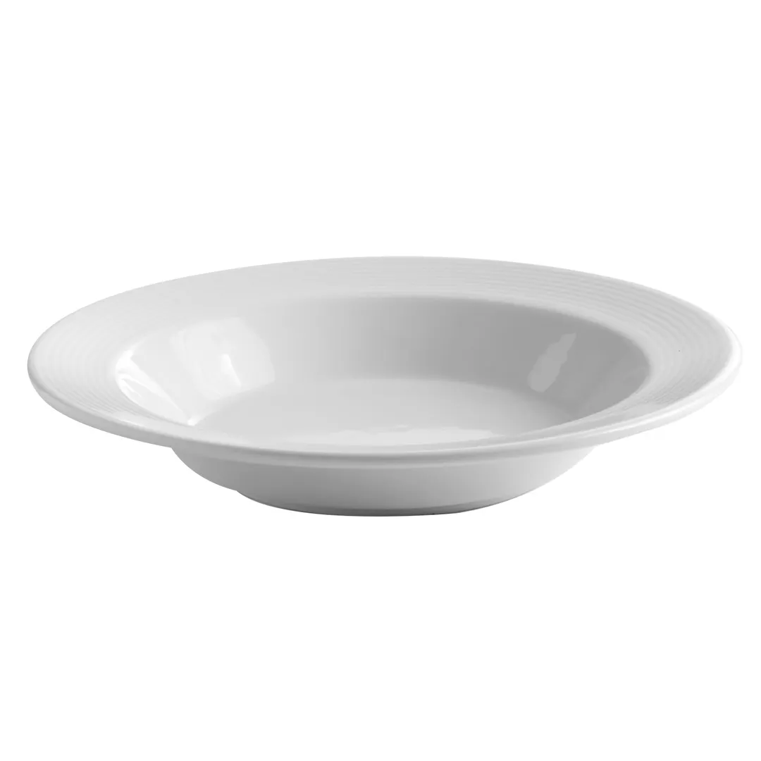 GET PA1647903712 Soup Bowl – 9.75" Rimmed Edge, 18.6 Oz White Porcelain, Microwave Safe - Dozen