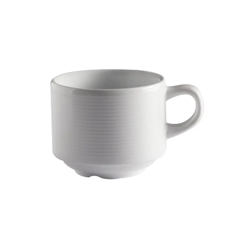 GET PA1647904324 Tea Cup, 8-1/10 Oz, 4.5" Handle & Rolled Edge, Porcelain, Corona Celtic - 1 Dozen