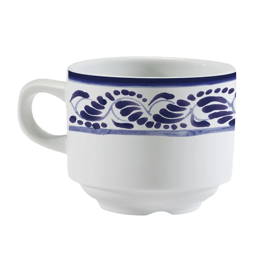 GET PA1678904324 Tea Cup 8-1/2 Oz Rolled Edge Stackable Microwave Safe 380°F Porcelain - 1 Dozen