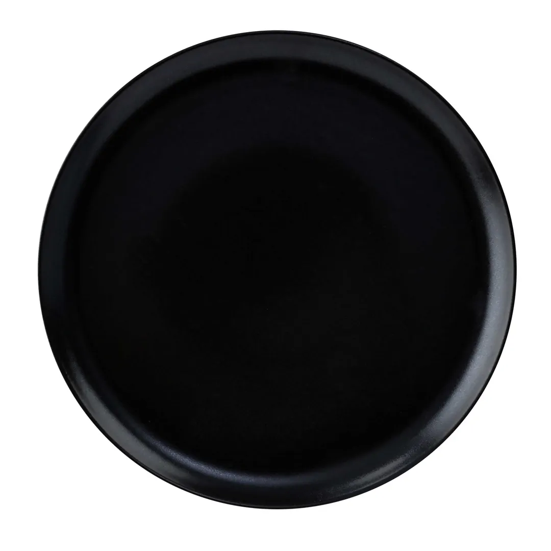 GET PA1941712812 11" Round Coupe Rim Plate, Porcelain, Black Reactive Glaze, Rolled Edge - Dozen