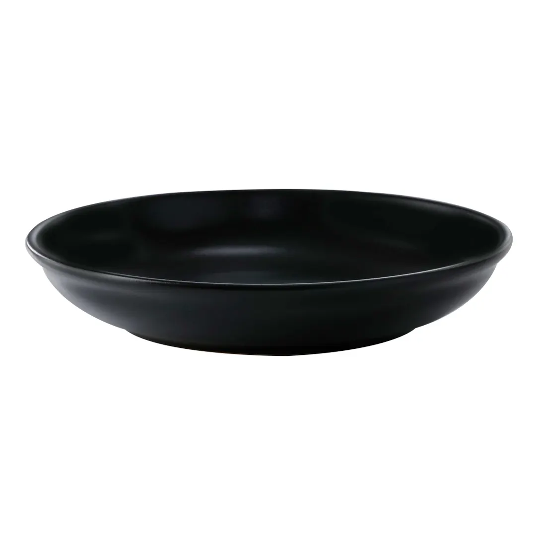 GET PA1941837512 10" Round Porcelain Bowl, 52.4 Oz, Black Reactive Glaze Coupe Rolled Edge - 1 Dozen