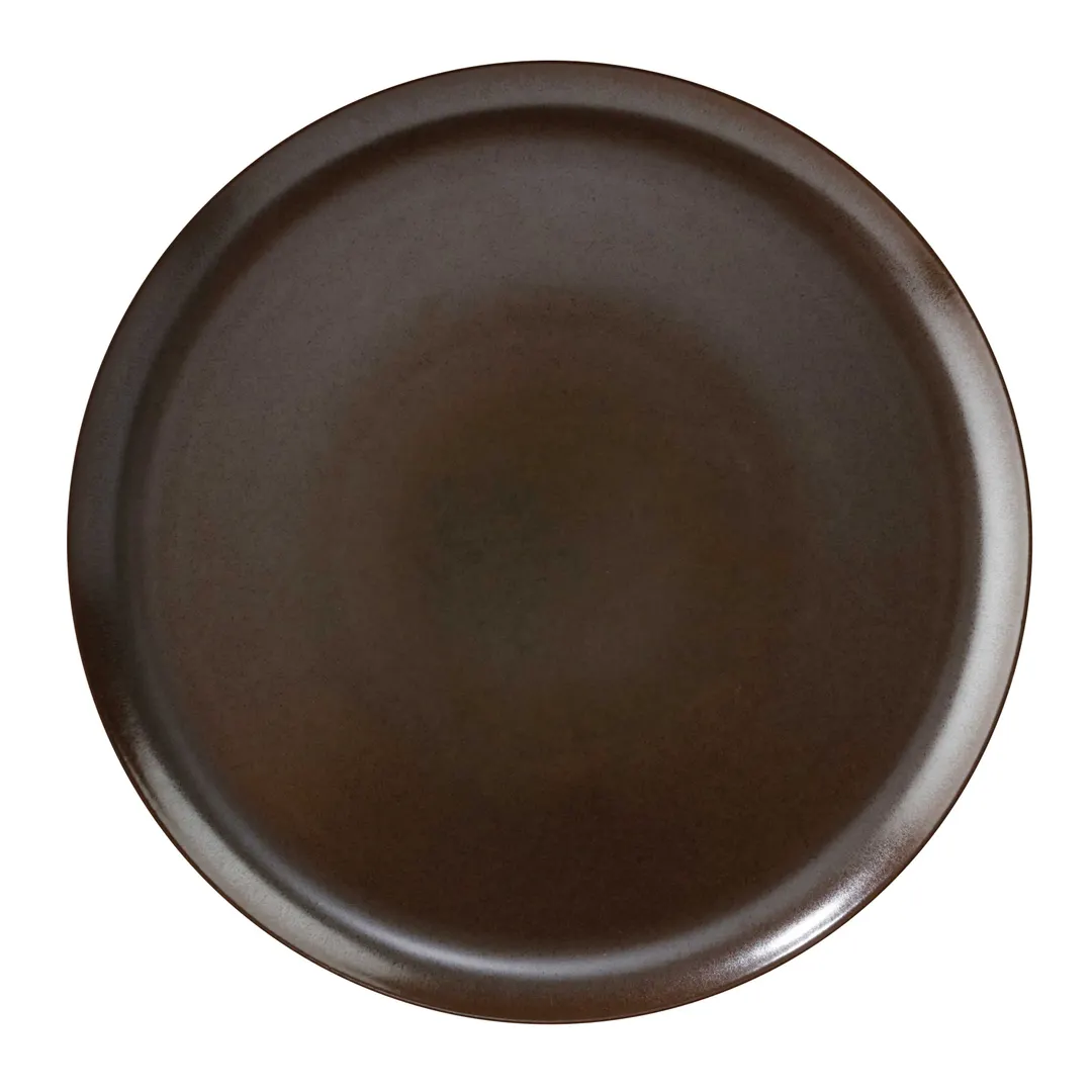 GET PA1942712324 9" Rnd Porcelain Plate Coupe Rim Rolled Edge Brown Scr‑Res MW/DW/Ov Safe - Dozen