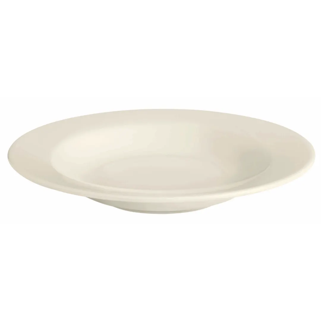 GET PP1100703624 Soup Plate, 9" Dia., 9-11/16 Oz., Porcelain, Rolled Edge, Rimmed, Off White - 1 Dozen
