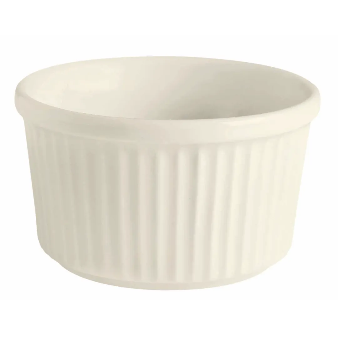 GET PP1100707224 Ramekin, 3" Small, 3-3/8 Oz, Porcelain, Striped, Off White, Rolled Edge - 1 Dozen