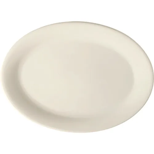 GET PP1100737624 Oval Platter, 7-1/2" x 5" Porcelain White Rimmed Rolled Edge Microwave Safe-1 Dozen