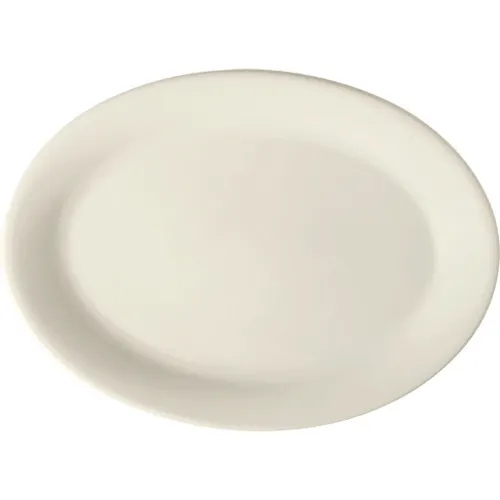 GET PP1100737812 Porcelain Platter, 13-5/8" x 9" Rolled Edge, Corona Americana Off‑White - Dozen