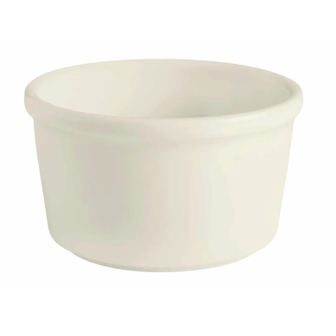 GET PP1100807324 Ramekin, Medium, 6-1/10 Oz, 3-3/4", Rolled Edge, Porcelain, Off White - 1 Dozen
