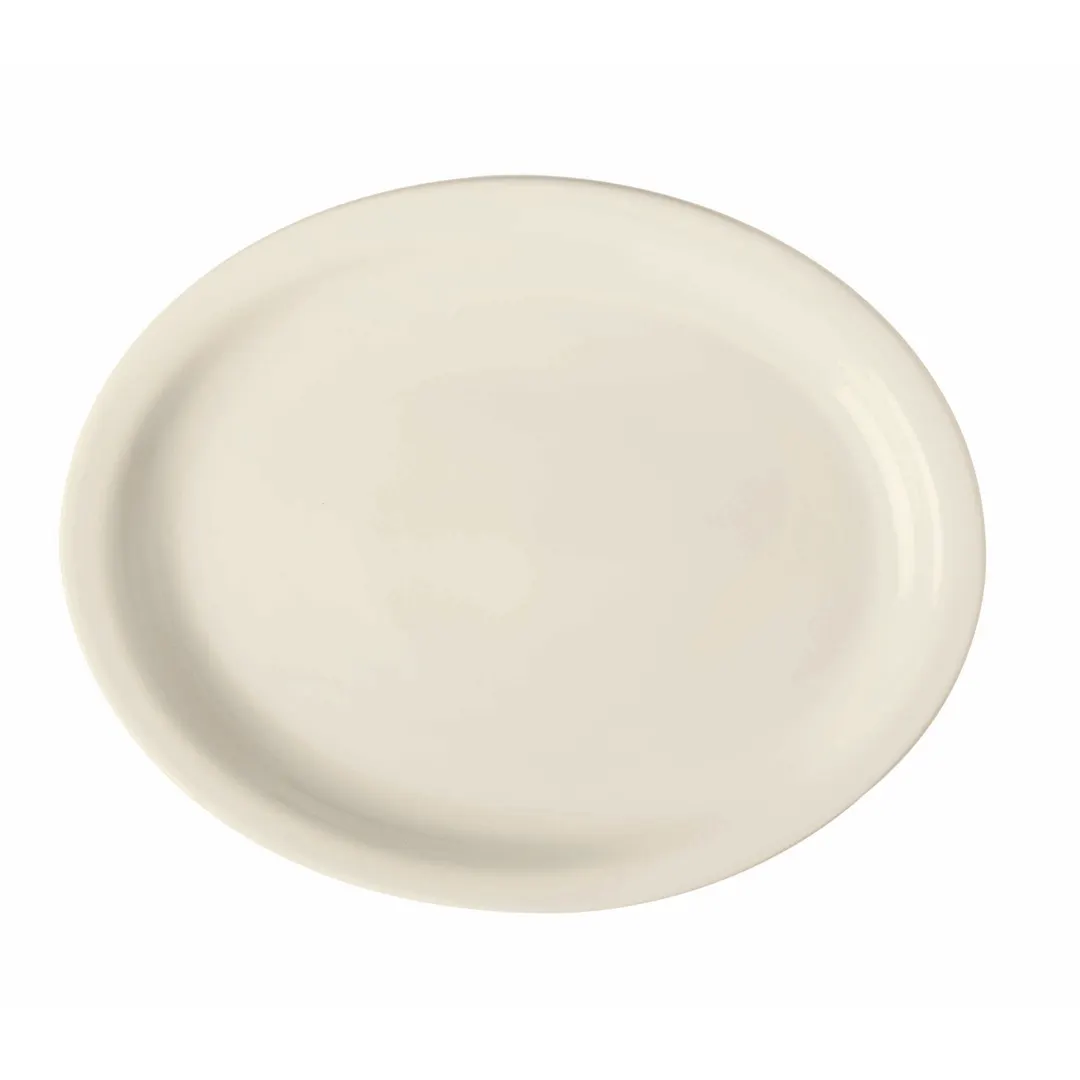 GET PP1100807712 - Oval Porcelain Platter 11-3/4" x 9-2/3" Narrow Rim & Rolled Edge, White - 1 Dozen
