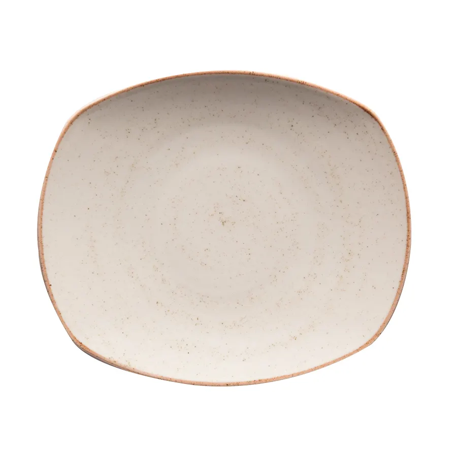 GET PP1605722612 10" Porcelain Plate Beige Rolled Edge Microwave/Dishwasher Safe to 380°F - Dozen