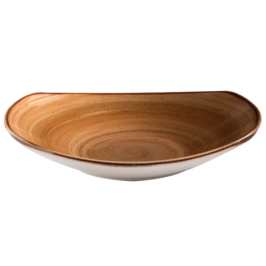 GET PP1606723224 11‑Oz Porcelain Bowl, 7" Brown, Rolled Edge, Microwave/Oven Safe to 380°F - Dozen