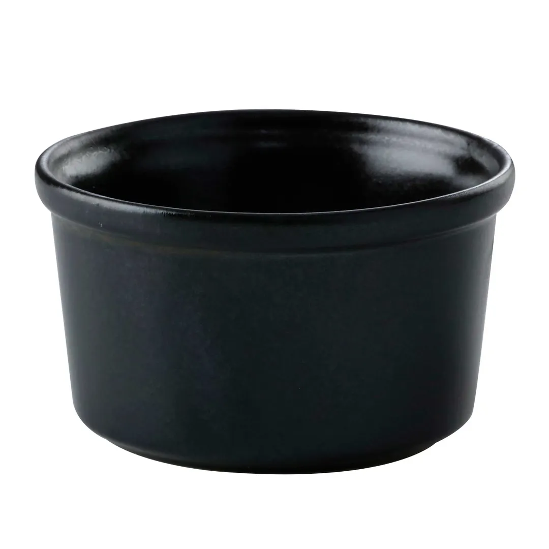 GET PP1941807324 Ramekin, 6.4 Oz, 3-2/3" Dia, Porcelain Black Reactive Glaze, Rolled Edge - 1 Dozen